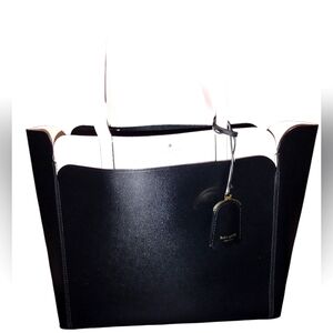 Kate Spade Blush Pink And Black Large Tote Bag With Key Ring Hang Charm EUC